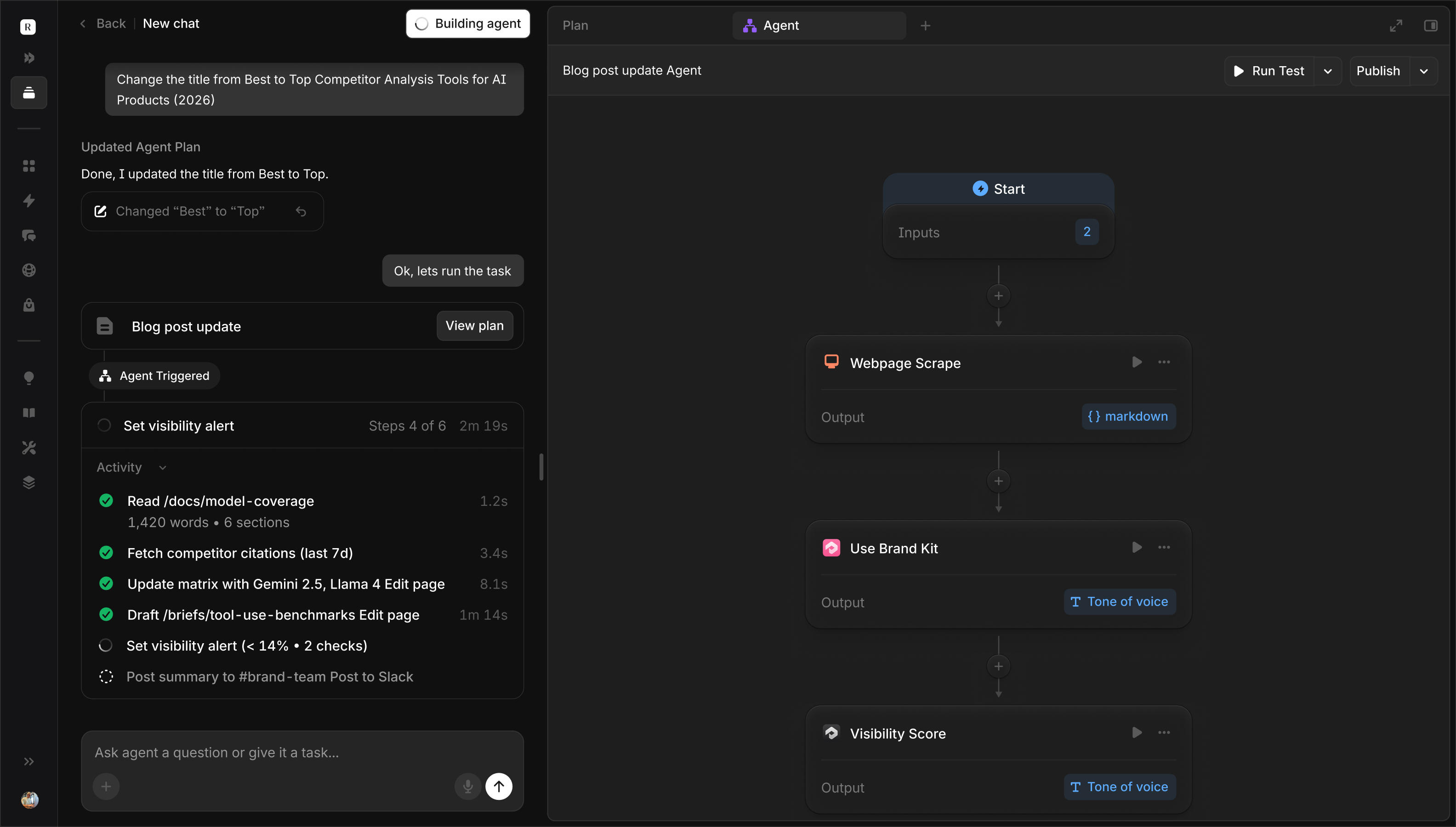 Aim building a ready-to-run Mentionly Agent from a finalized plan